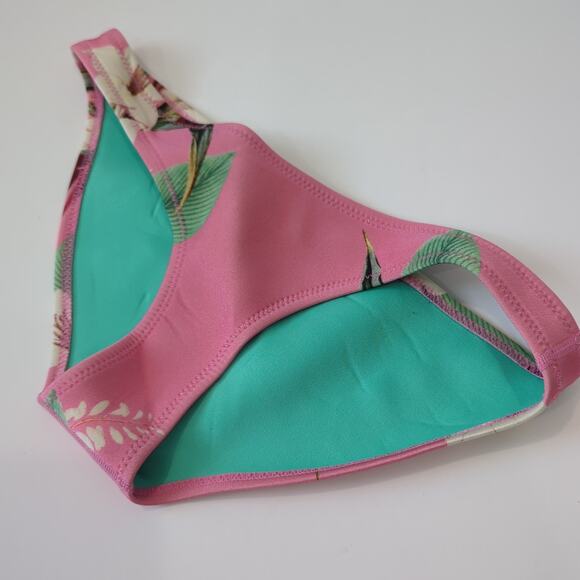 Triangl Swimsuit Bottoms Womens Small Neoprene Bikini Pink Tropical Cheeky Swim - Picture 4 of 9